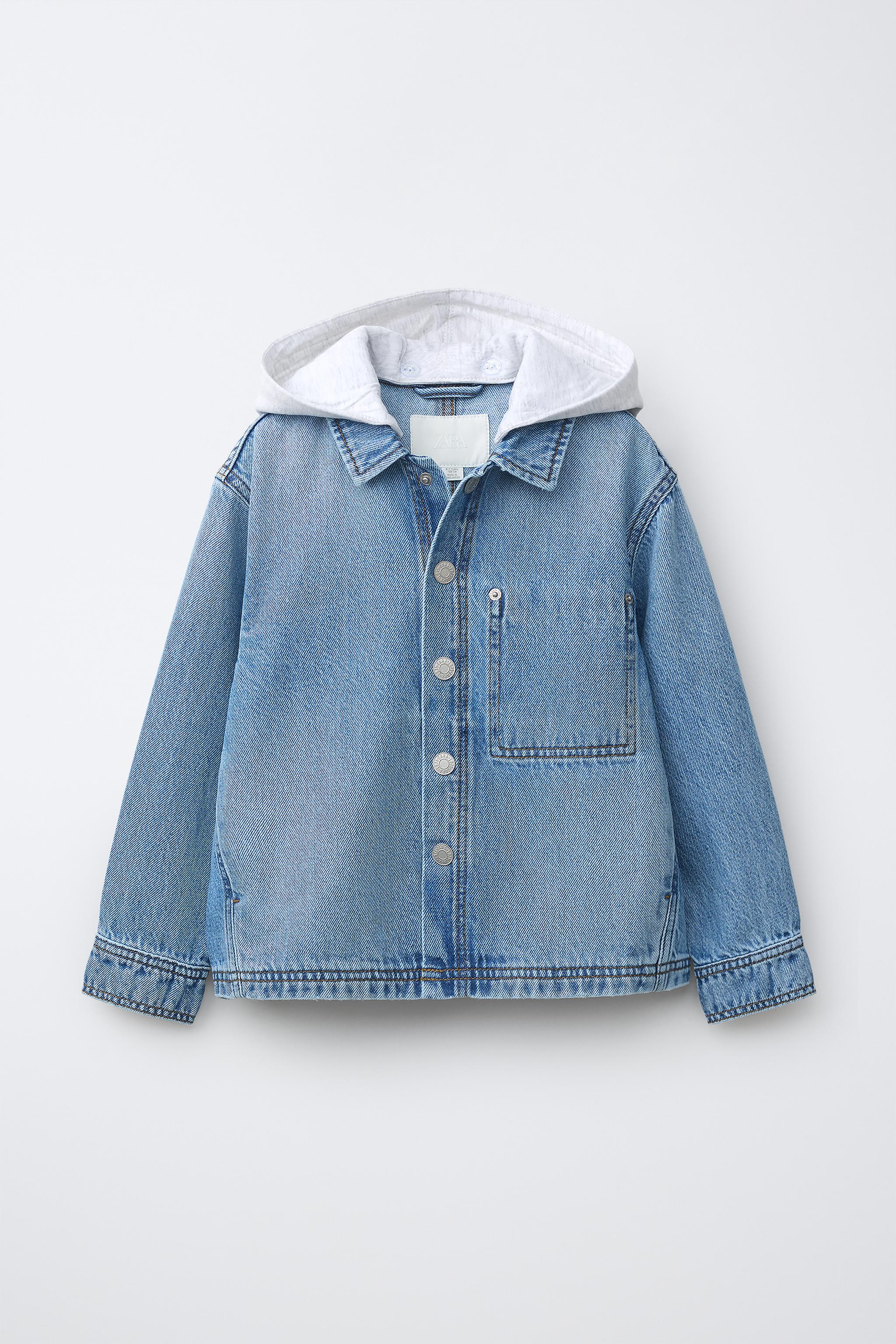 DENIM OVERSHIRT WITH REMOVABLE FLEECE HOODIE
